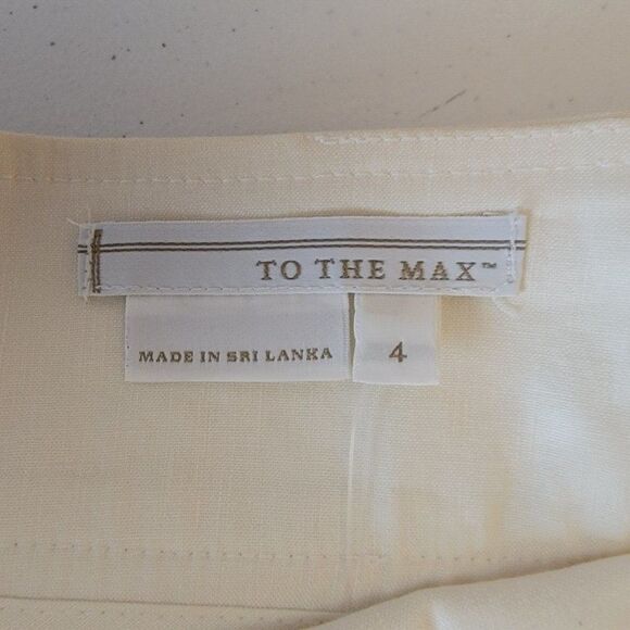 To The Max Women Size 4 Off White Linen Cotton Spandex Zip Casual Pants - Picture 7 of 12